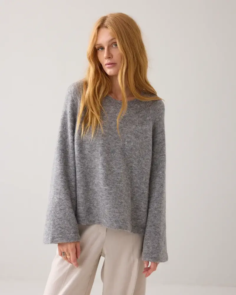 Summum Woman Oversized sweater stretchy wool alpaca blend knit - Mist