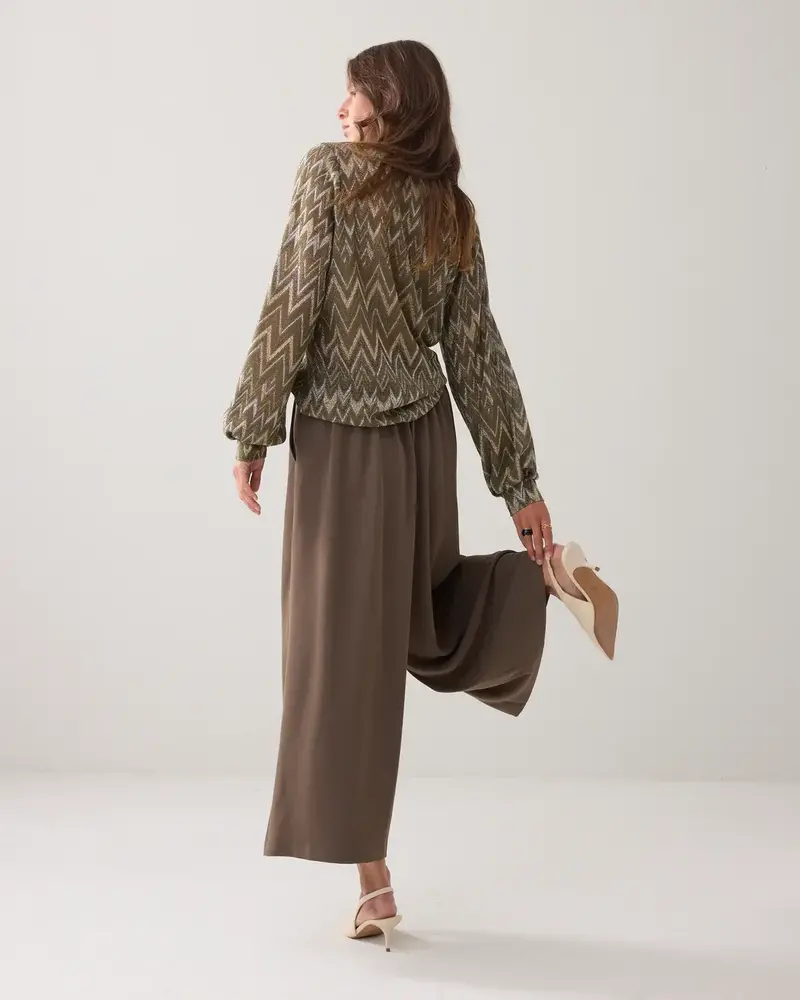 Summum Woman Top long sleeve Zig zag lurex - Darkcamo