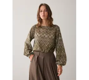 Summum Woman Top long sleeve Zig zag lurex - Darkcamo