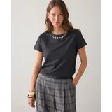 Summum Woman T-shirt met necklace detail - Anthracite Summum Woman T-shirt met necklace detail - Anthracite