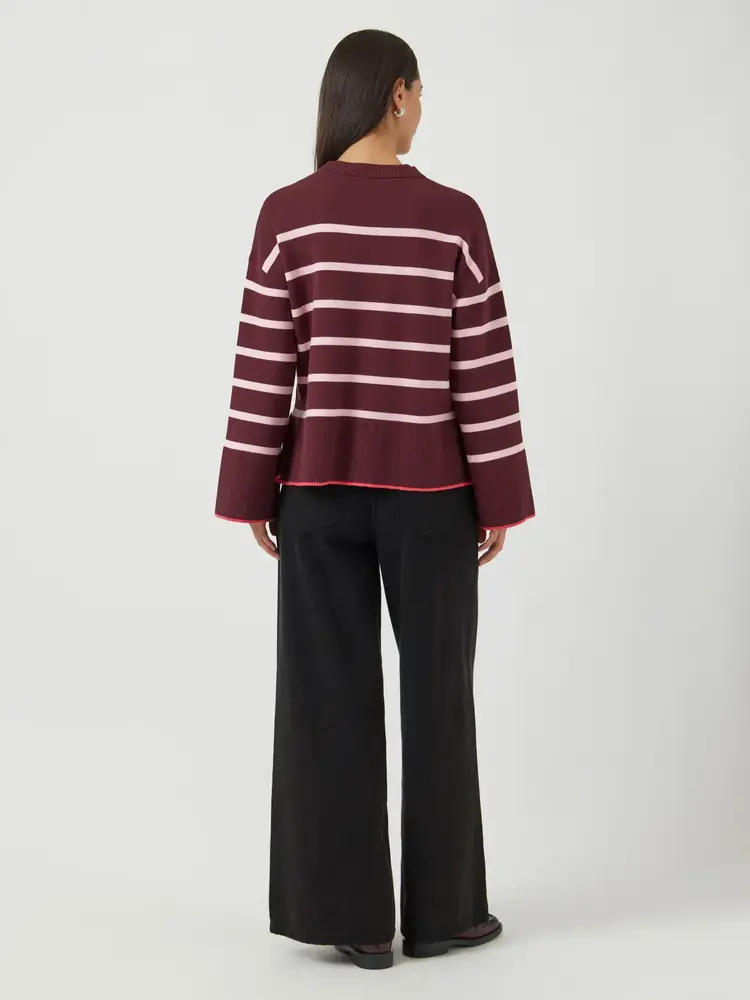 Y.A.S Elma Knit Pullover - Port Royale/Orchid Pink Stripes