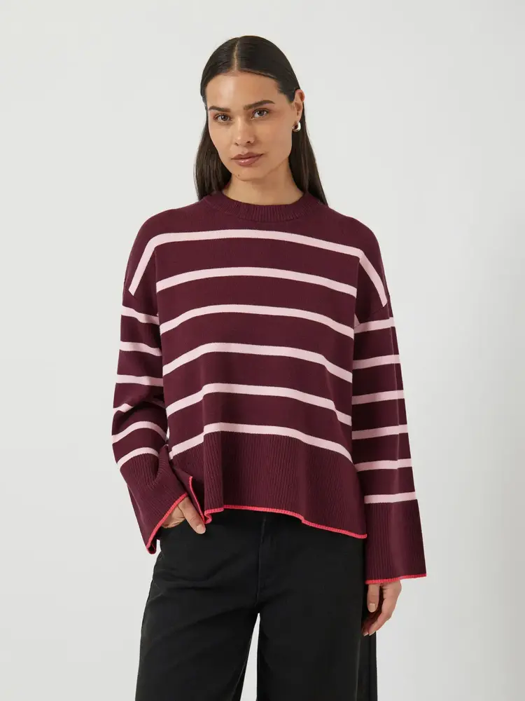 Y.A.S Elma Knit Pullover - Port Royale/Orchid Pink Stripes