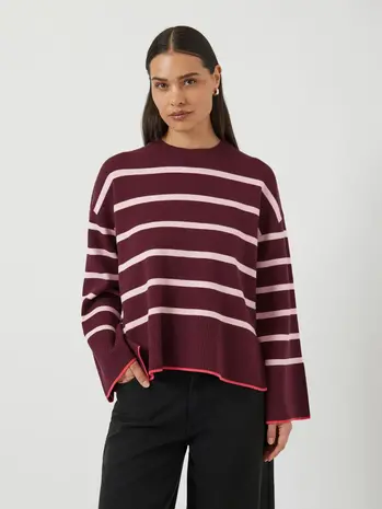 Y.A.S Elma Knit Pullover - Port Royale/Orchid Pink Stripes