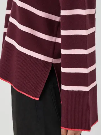 Y.A.S Elma Knit Pullover - Port Royale/Orchid Pink Stripes