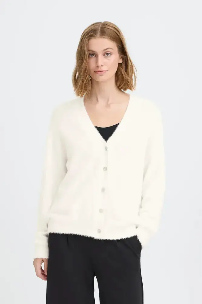 ICHI Brula Cardigan - Cloud Dancer