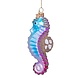 Vondels Ornament glass blue/gold seahorse w/shells