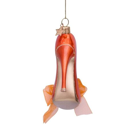 Vondels Ornament glass copper orange high heel shoe w/bow