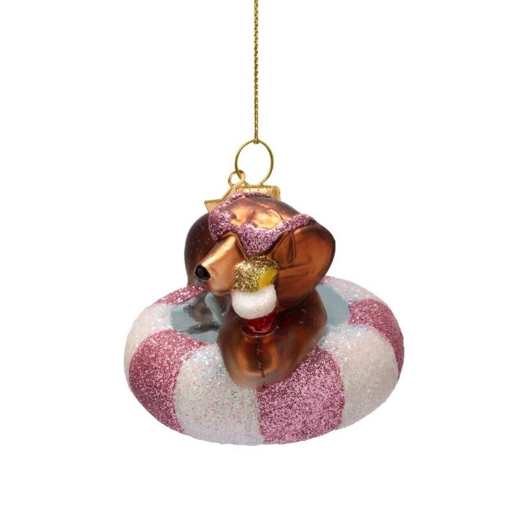 Vondels Ornament mutlicolor dog on pool float