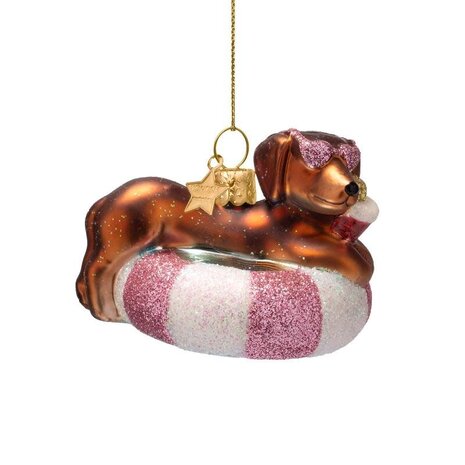 Vondels Ornament mutlicolor dog on pool float