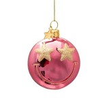 Vondels Ornament rose pink smiley w/ star eyes