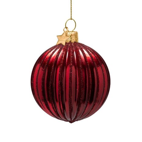 Vondels Bauble glass burgundy ribbed
