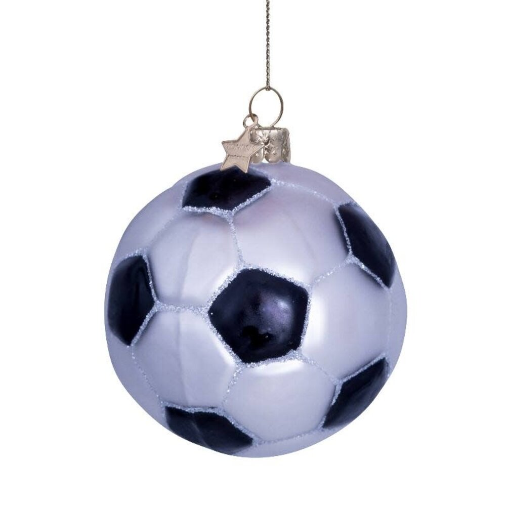 Vondels Ornament white/black glitter football