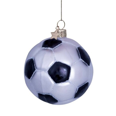 Vondels Ornament white/black glitter football