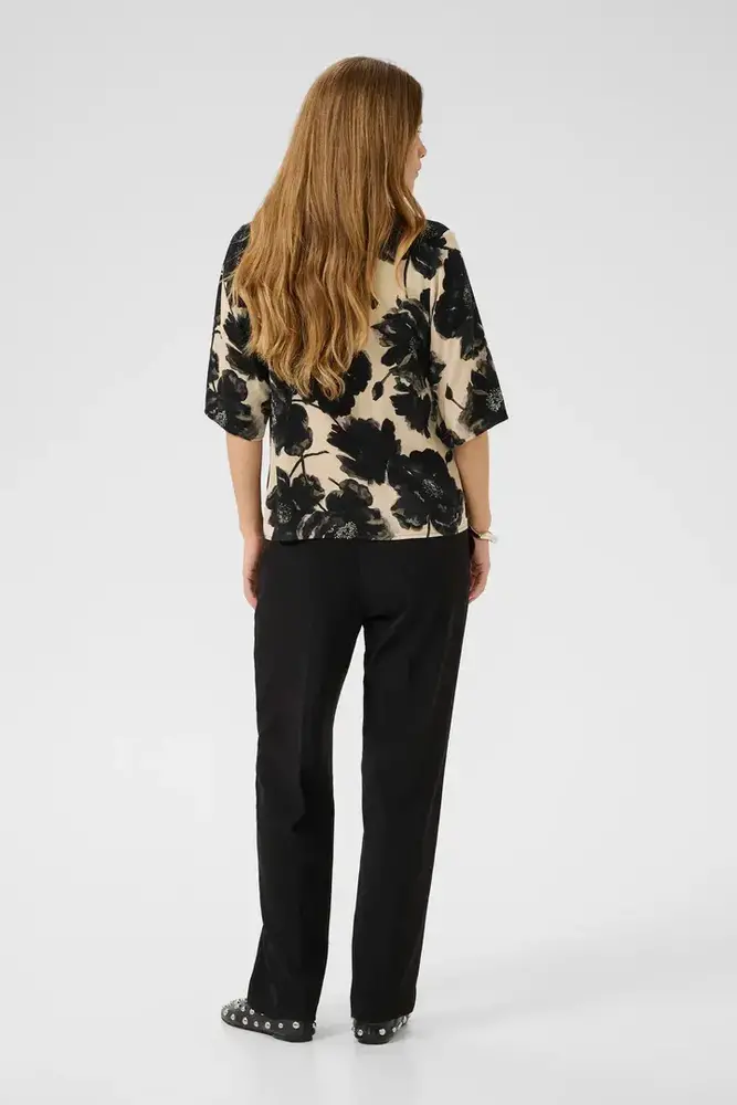 Culture Rachel Elitha SS Blouse  - Black Offwhite Flower