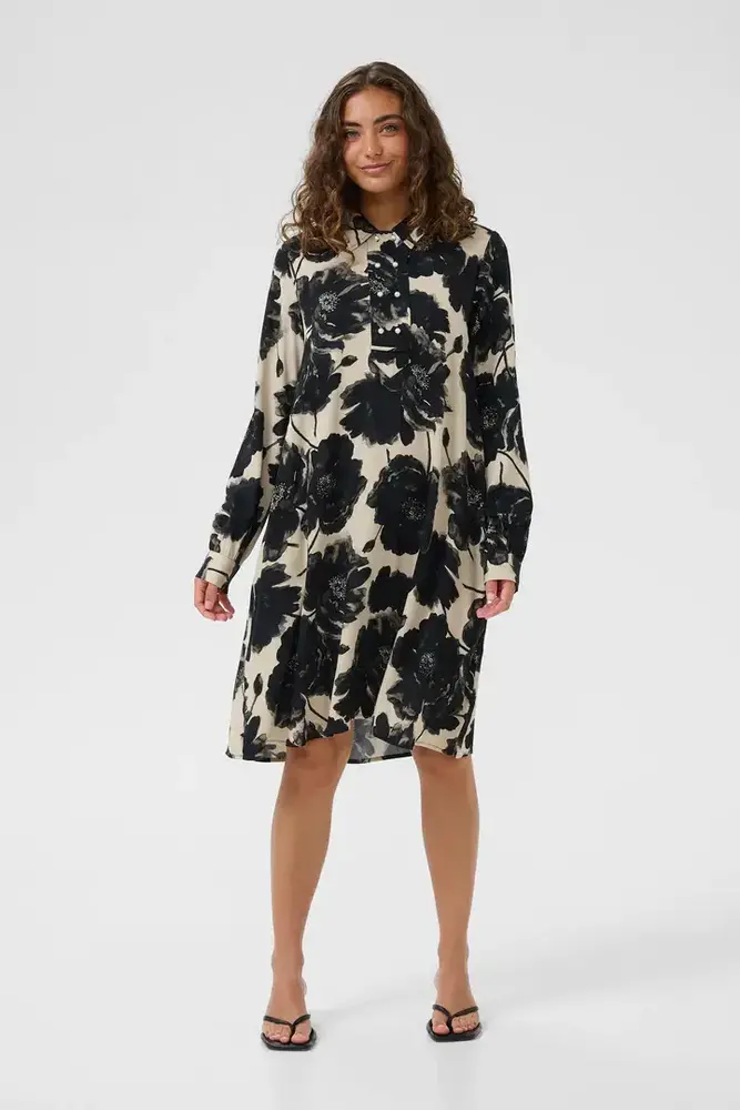 Culture Rachel Elitha Short Dress  - Black Offwhite Flower