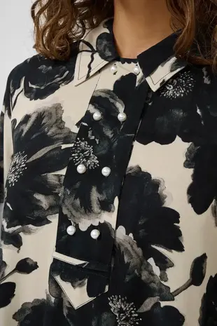 Culture Rachel Elitha Short Dress  - Black Offwhite Flower