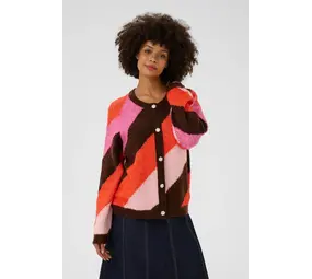 Culture Diga Kimmy Cardigan - Brown/Pink Mix