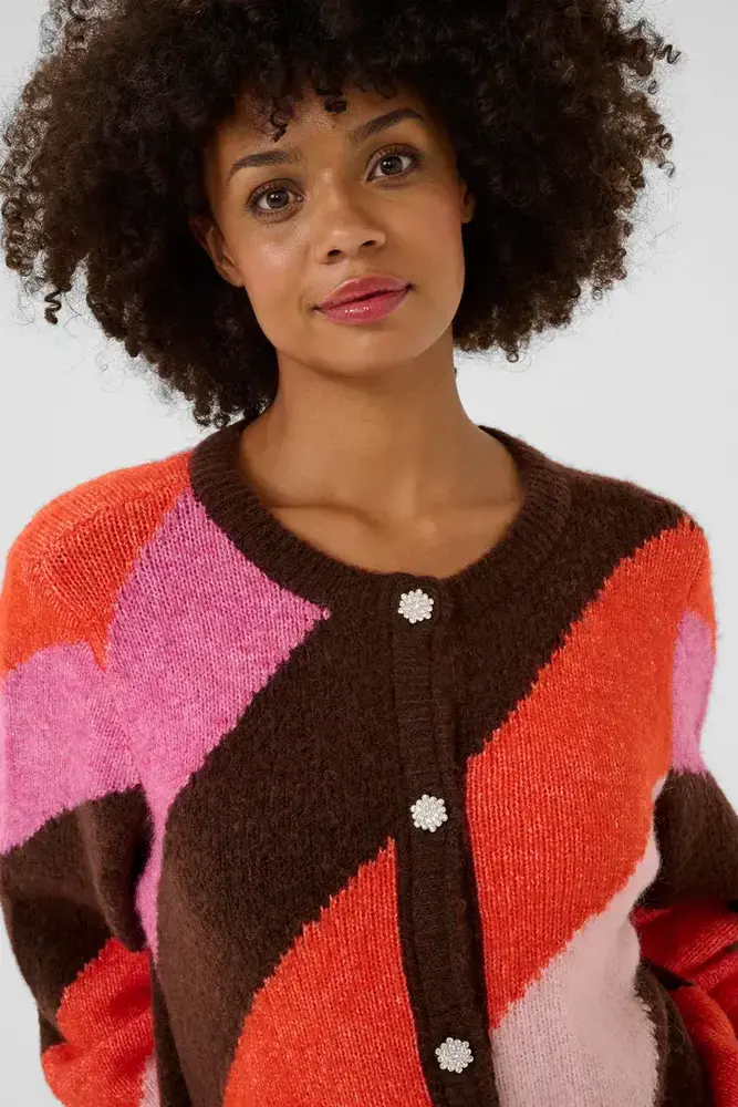 Culture Diga Kimmy Cardigan - Brown/Pink Mix