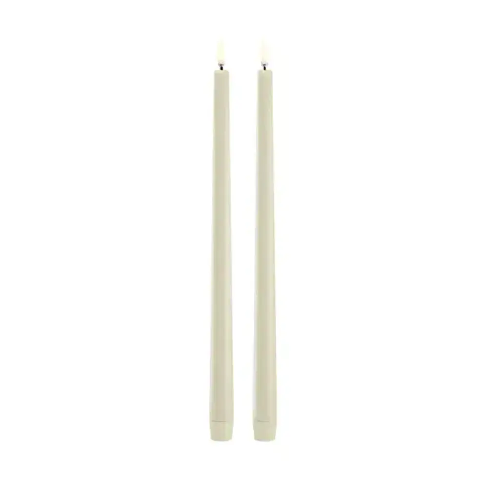 Uyuni LED slim taper candle, Oyster grey, Smooth, 2-pack, 2,3x32 cm Uyuni LED slim taper candle, Oyster grey, Smooth, 2-pack, 2,3x32 cm