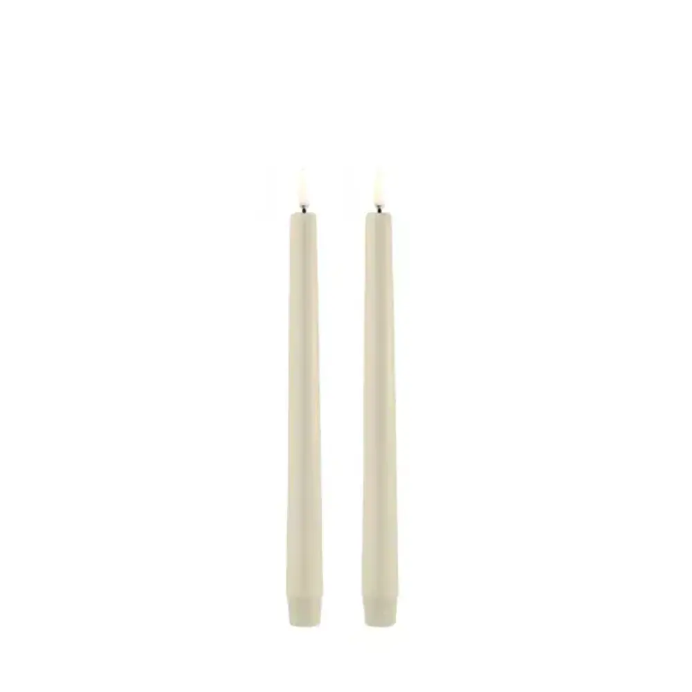 Uyuni LED taper candle, Oyster grey, Smooth, 2-pack, 2,3x25 cm Uyuni LED taper candle, Oyster grey, Smooth, 2-pack, 2,3x25 cm