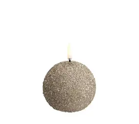 Uyuni LED round candle, Champagne, Glitter, 7x7 cm Uyuni LED round candle, Champagne, Glitter, 7x7 cm