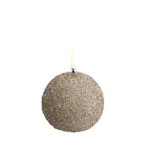 Uyuni LED round candle, Champagne, Glitter, 7x7 cm