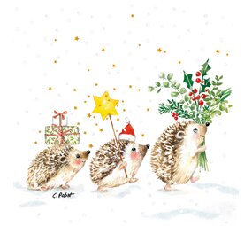Ppd Servetten Christmas hedgehogs 33x33 Ppd Servetten Christmas hedgehogs 33x33