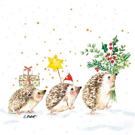 Ppd Servetten Christmas hedgehogs 33x33