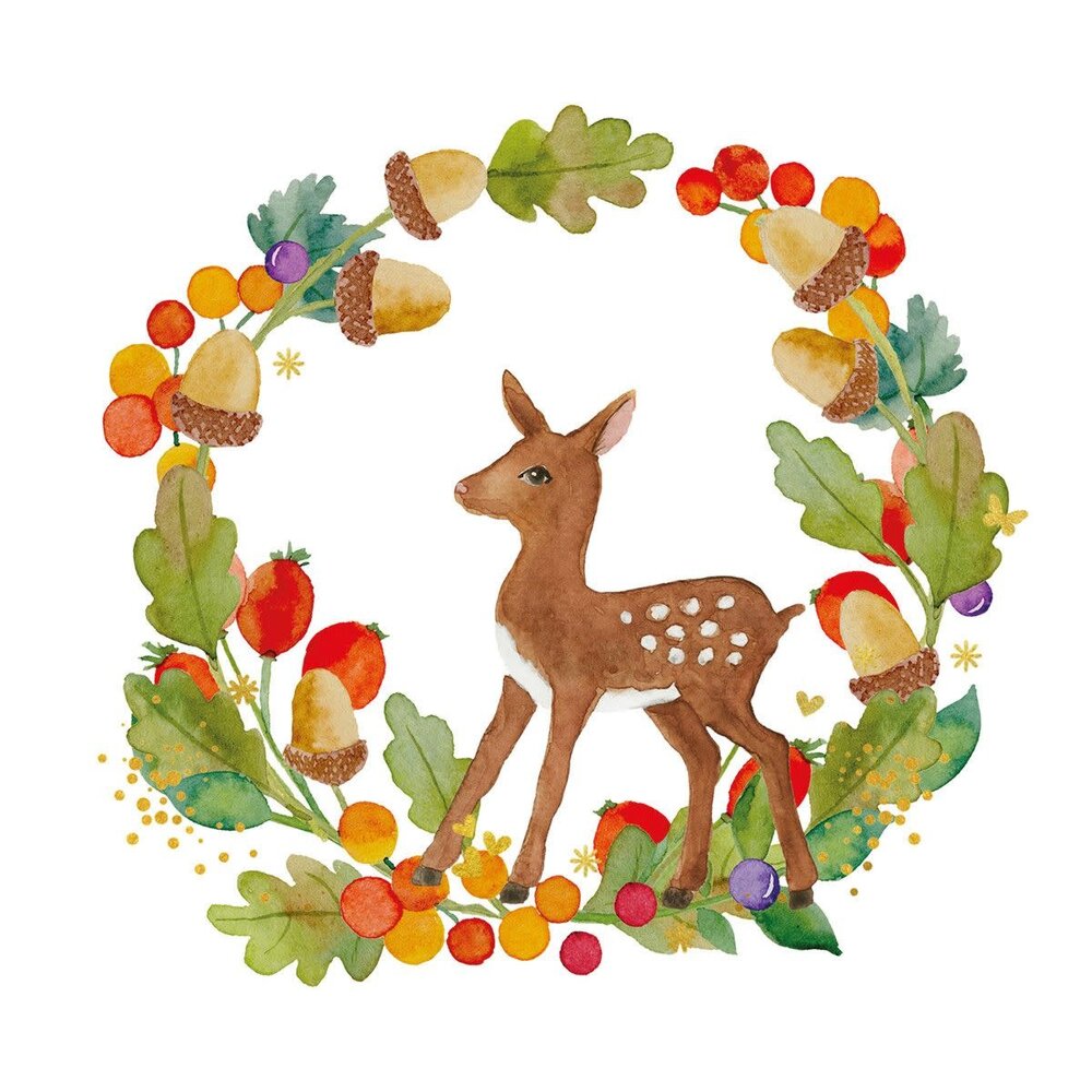 Ppd Servetten  Wreath & Bambi 33x33