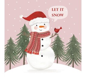 Ppd Servetten Snowman in Rosé 33x33 Ppd Servetten Snowman in Rosé 33x33