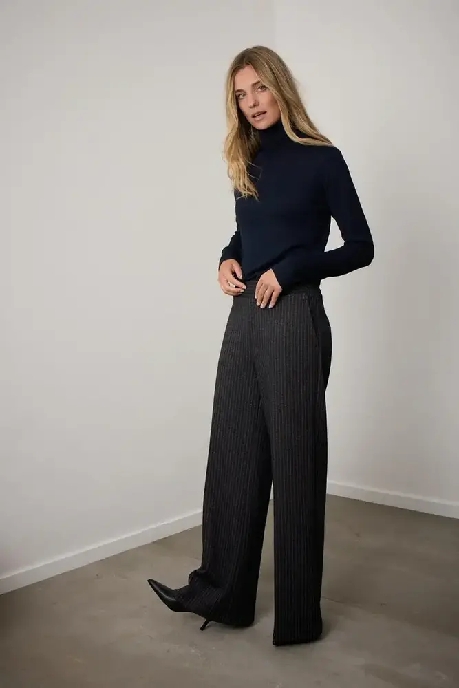 Corel Amsterdam Lior wide pants  stripe Beccaria - Midnight Blue