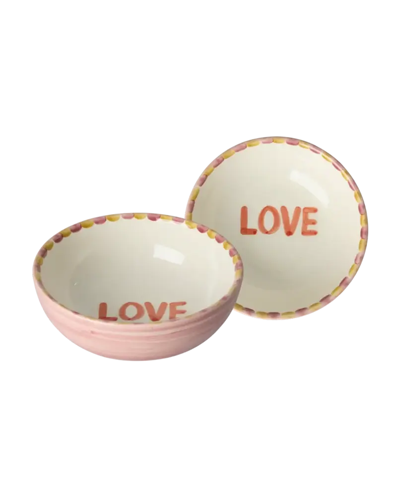 Rice Ceramic Bowl LOVE - Pink