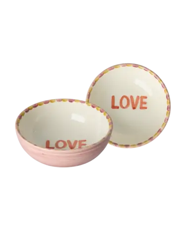 Rice Ceramic Bowl LOVE - Pink