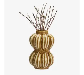 Madam Stoltz Stoneware vase - Mustard, natural