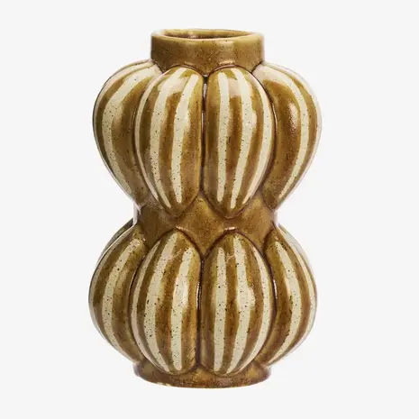 Madam Stoltz Stoneware vase - Mustard, natural