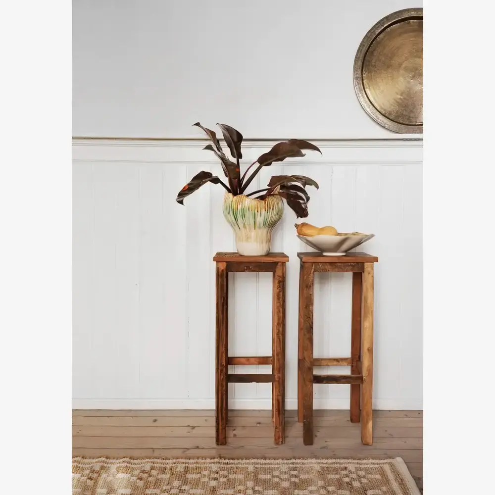 Madam Stoltz Stoneware bowl - Beige, green, off white Madam Stoltz Stoneware bowl - Beige, green, off white