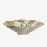 Madam Stoltz Stoneware bowl - Beige, green, off white