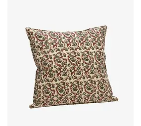 Madam Stoltz Printed cushion - Sand, syrah, khaki