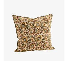 Madam Stoltz Printed cushion - Beige, tomato, hemp, green