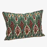 Madam Stoltz Printed cushion - Green, sand, pumpkin spice, syrah, greige