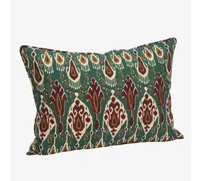 Madam Stoltz Printed cushion - Green, sand, pumpkin spice, syrah, greige