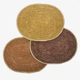 Madam Stoltz Oval seagrass placemat - Hazelnut, hemp, brown, natural