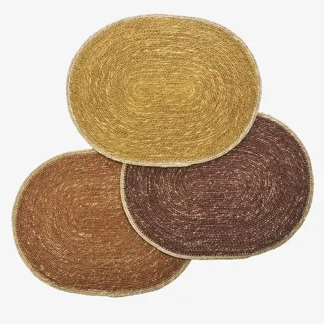 Madam Stoltz Oval seagrass placemat - Hazelnut, hemp, brown, natural