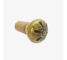 Madam Stoltz Hand-painted stoneware bottle stopper - Mustard, charcoal