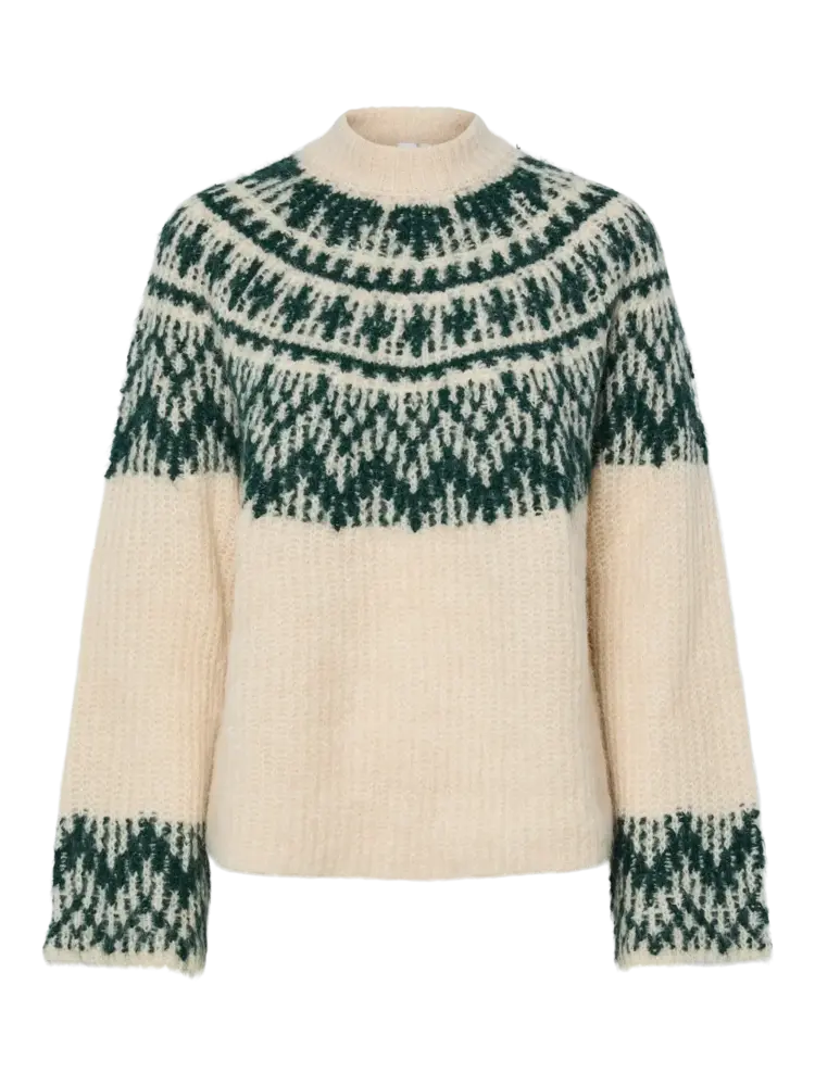 Y.A.S Liri LS Wool Blend Knit Pullover – Birch Ponderosa Pine Y.A.S Liri LS Wool Blend Knit Pullover – Birch Ponderosa Pine