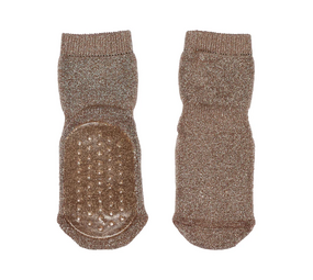MP Denmark Celina glitter socks anti-slip - Brown Sienna