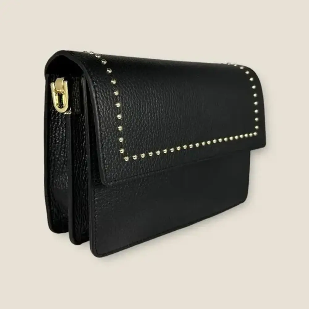 Fique the Label Alex Studs Bag - Black Leather