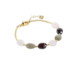 A Beautiful Story Glossy Labradorite Garnet Rose Quartz Bracelet A Beautiful Story Glossy Labradorite Garnet Rose Quartz Bracelet