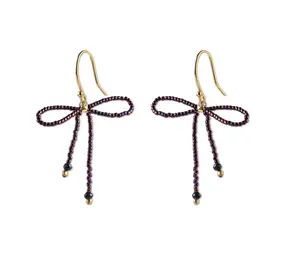 A Beautiful Story Bow Black Onyx Red Colored Earrings A Beautiful Story Bow Black Onyx Red Colored Earrings