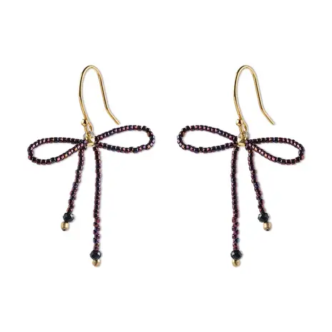 A Beautiful Story Bow Black Onyx Red Colored Earrings